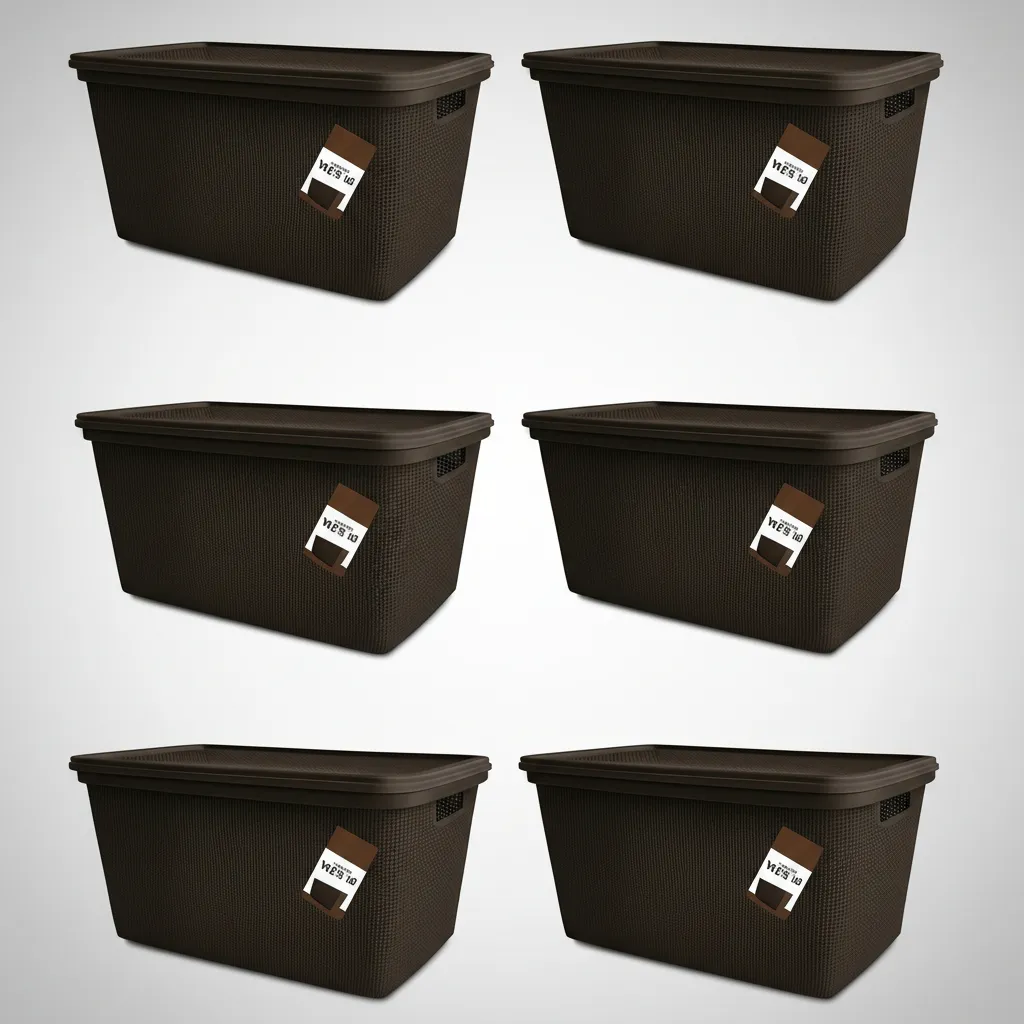 Pack Canasto Organizador X6 Simil Yute 30l Caja Organizadora