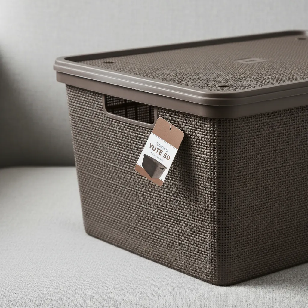 Pack Canasta C/tapa Plástico Yute 50l X 3 Organizador