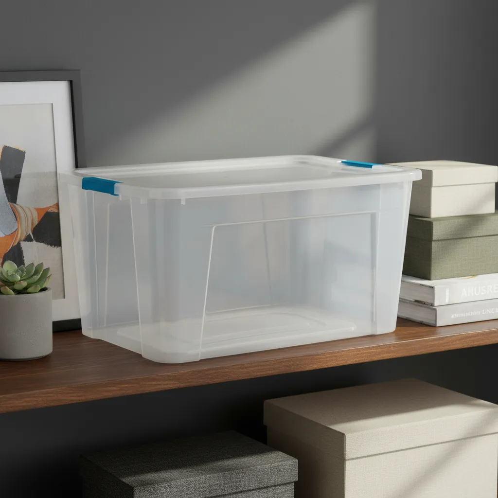 Caja Organizadora 92 L Transparente Premium Baúl Apilable Celeste Ultraforte