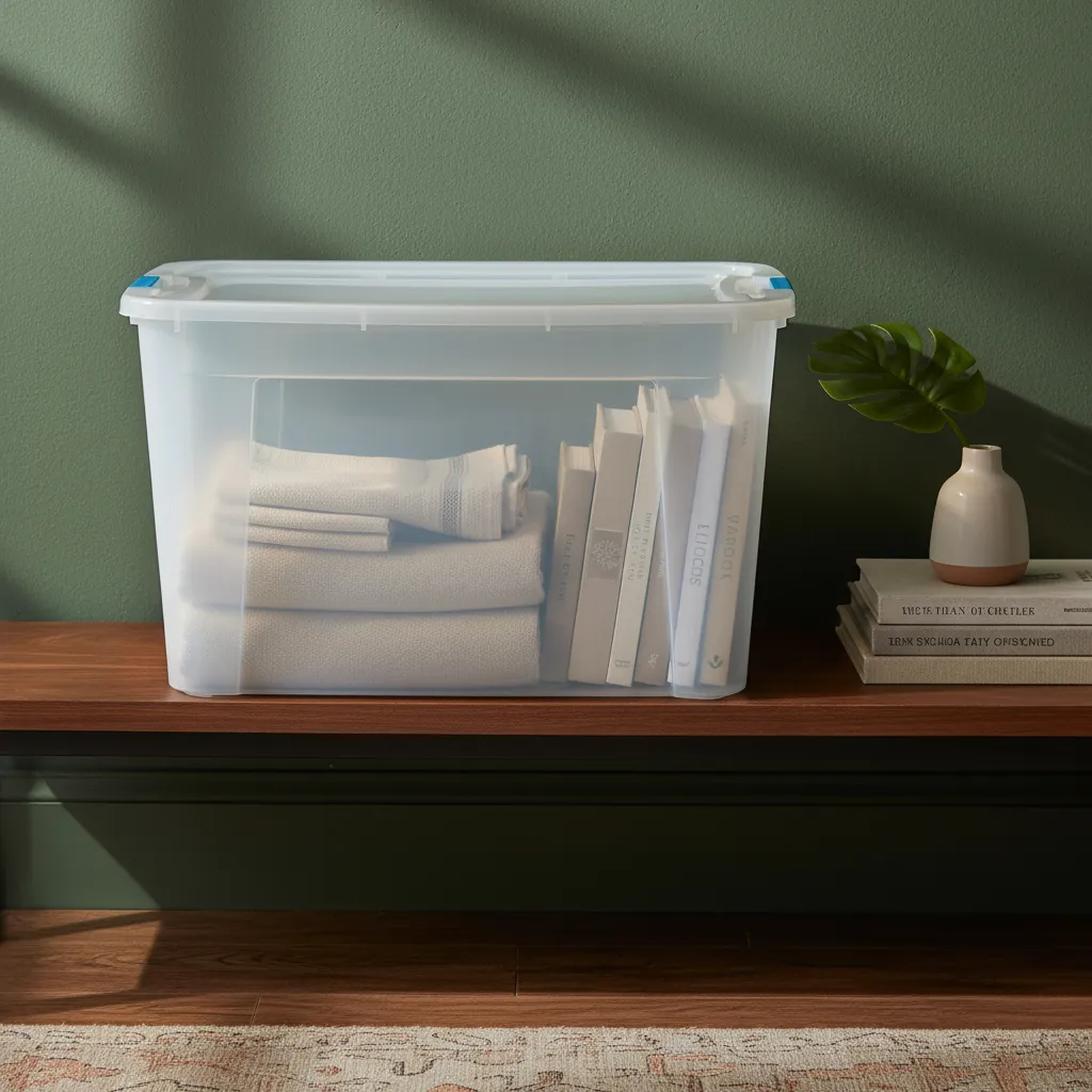 Caja Organizadora 120 L Plástico Premium Baúl Apilable  Ropa Celeste Ultraforte