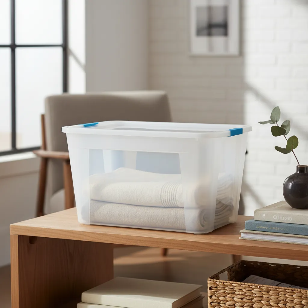 Caja Organizadora 120l X3 Plástico Premium Apilable Ropa Celeste Ultraforte