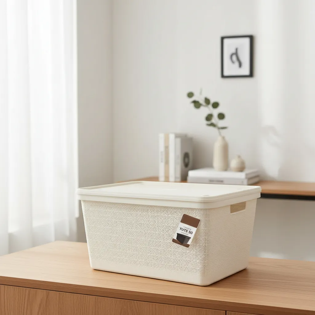 Pack Canasta C/tapa Plástico Yute 50l X 3 Organizador