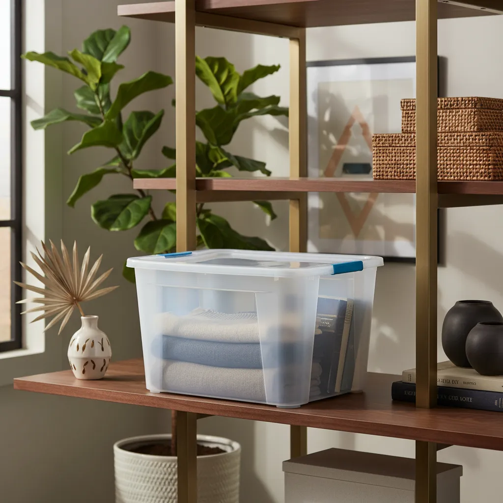 Caja Organizadora 68l C/ Tapa Broche Apilable Premium Baúl Transparente Ultraforte