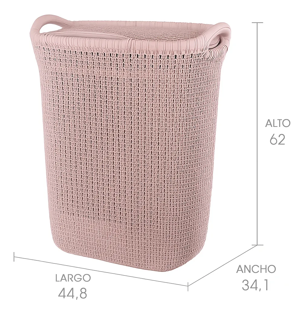 Canasto Cesto Para Ropa Plástico Premium Khipu Tapa 60 L