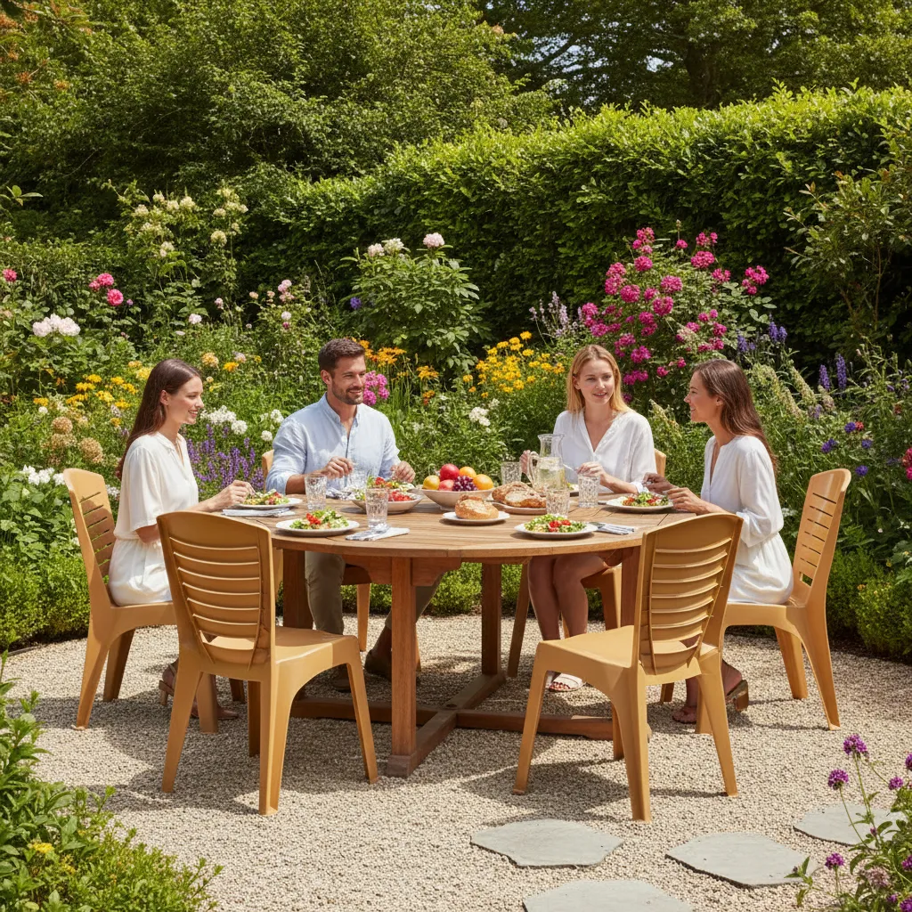 Pack Silla De Plástico X6 Dorado Premium Jardín Exterior Dorado Oscuro Noa