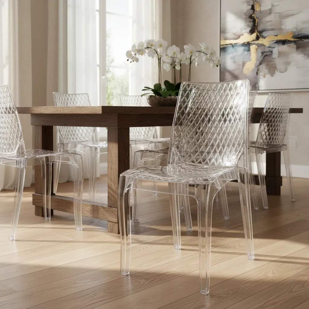 2 Pack X4 Silla Transparente Diamante Policarbonato Irrompible Diamante Transparente