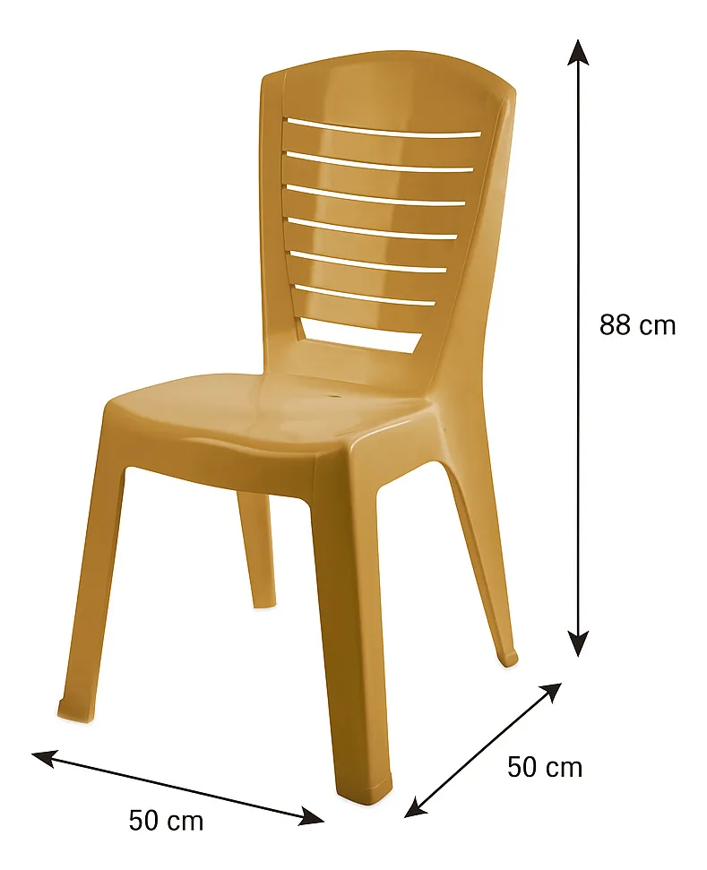 Silla De Plástico Premium Jardín Apilable Exterior Reforzada Dorado Oscuro Silla Zen Modelo Noa