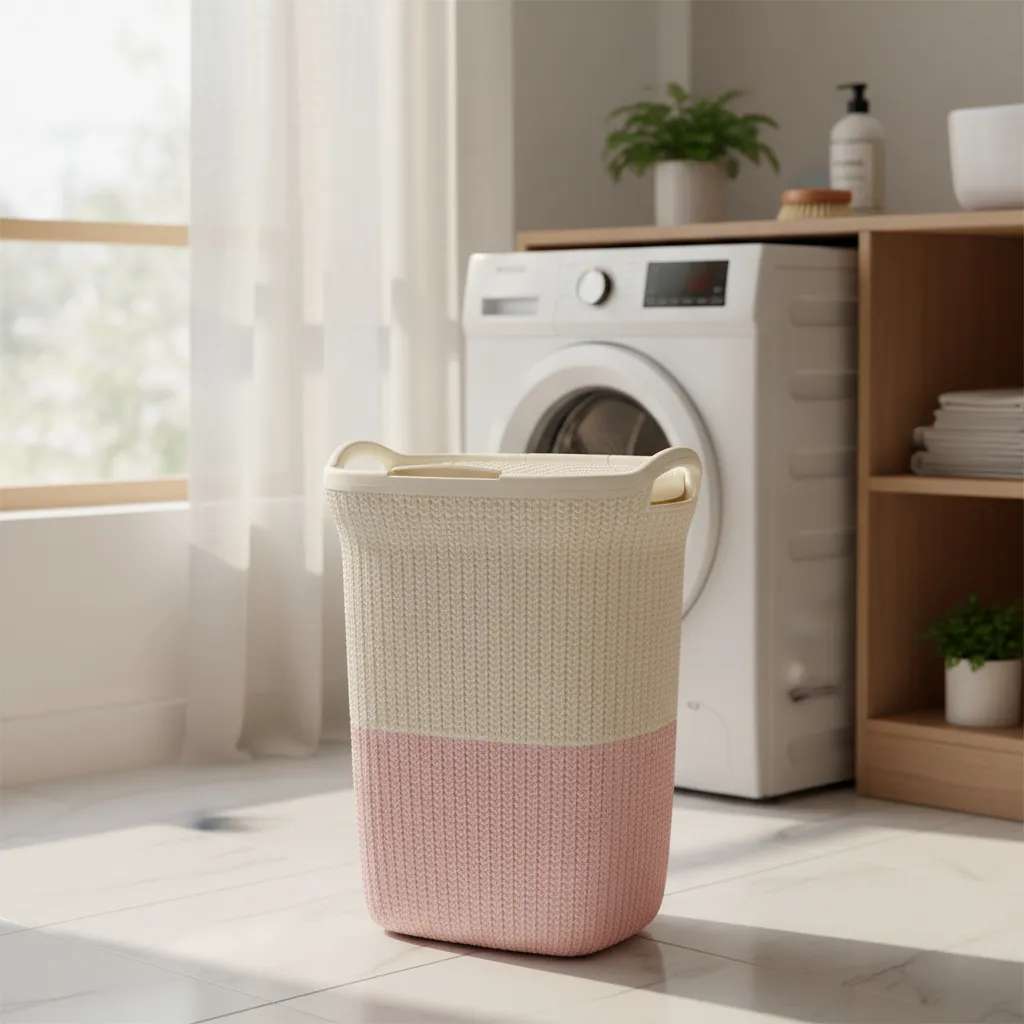 Cesto De Ropa De Plastico 60 Litros Con Tapa Y Manija