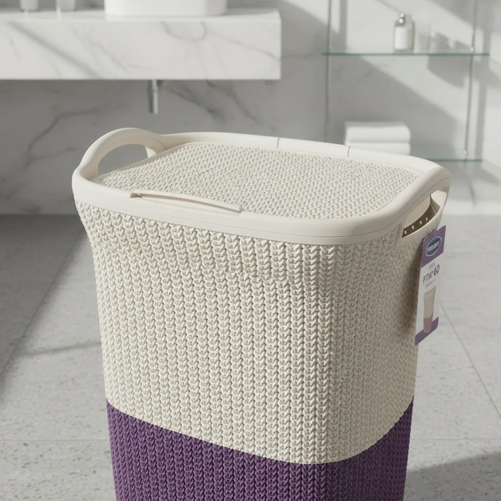 Cesto De Ropa De Plastico 60 Litros Con Tapa Y Manija