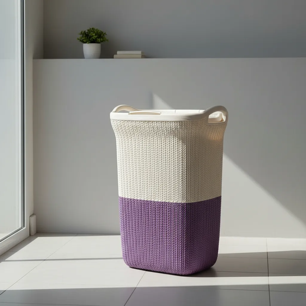 Cesto De Ropa De Plastico 60 Litros Con Tapa Y Manija