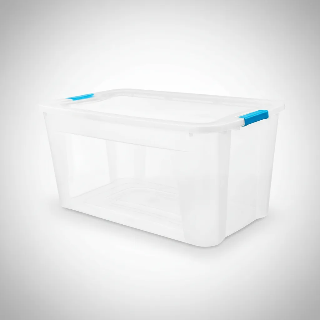 Caja Organizadora 92 L Transparente Premium Baúl Apilable Celeste Ultraforte