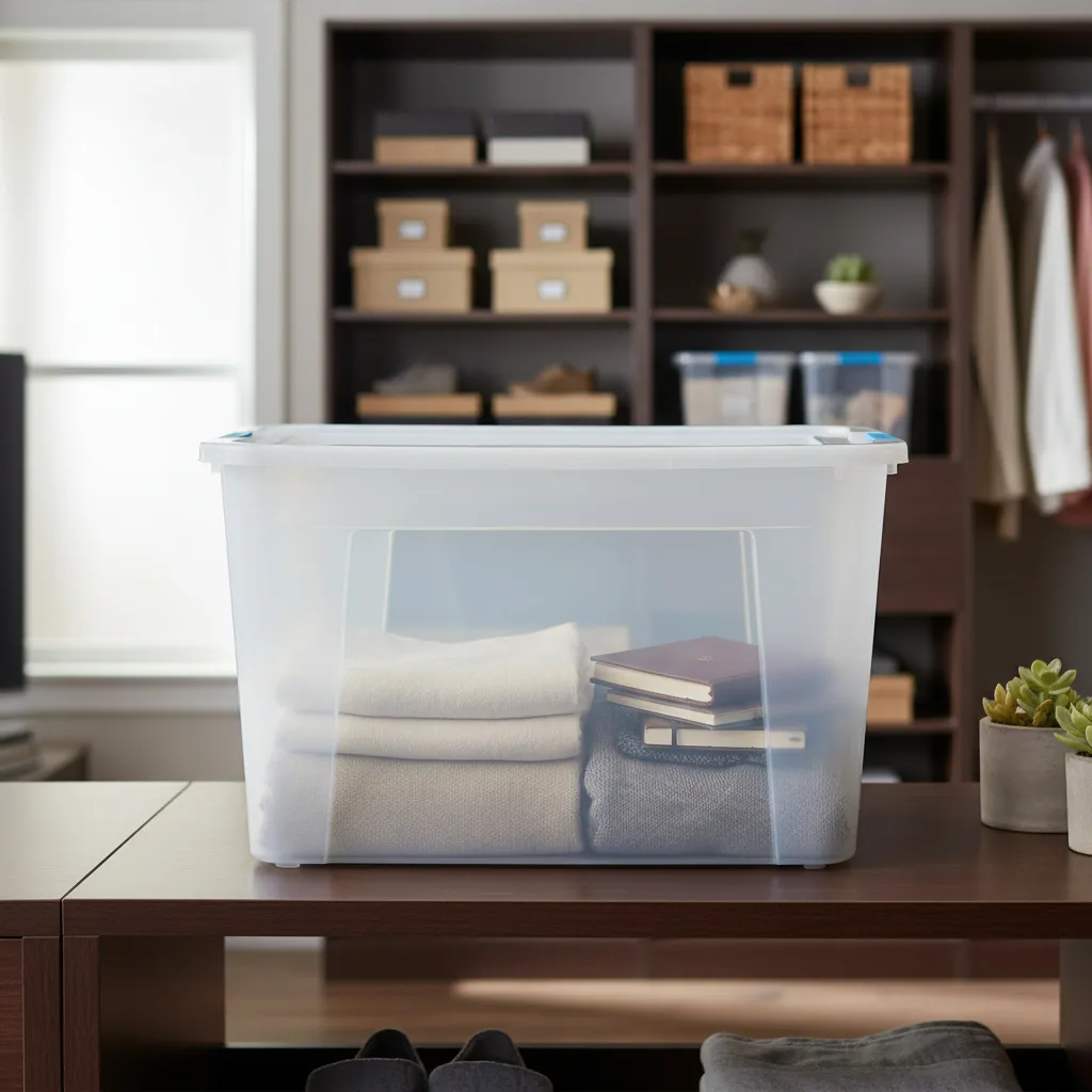 Caja Organizadora 120 L Plástico Premium Baúl Apilable  Ropa Celeste Ultraforte