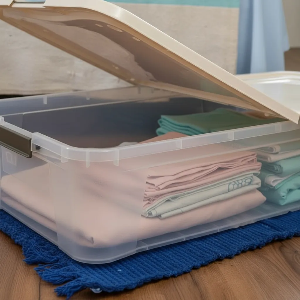 Caja Organizadora Plana 71l Bajo Cama Premium Baúl Ruedas Caqui Ultraforte