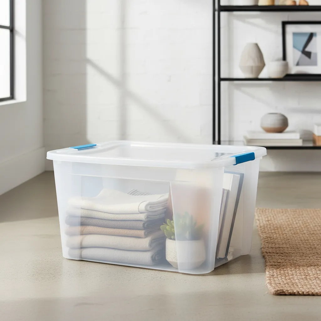 Caja Organizadora 68l C/ Tapa Broche Apilable Premium Baúl Transparente Ultraforte