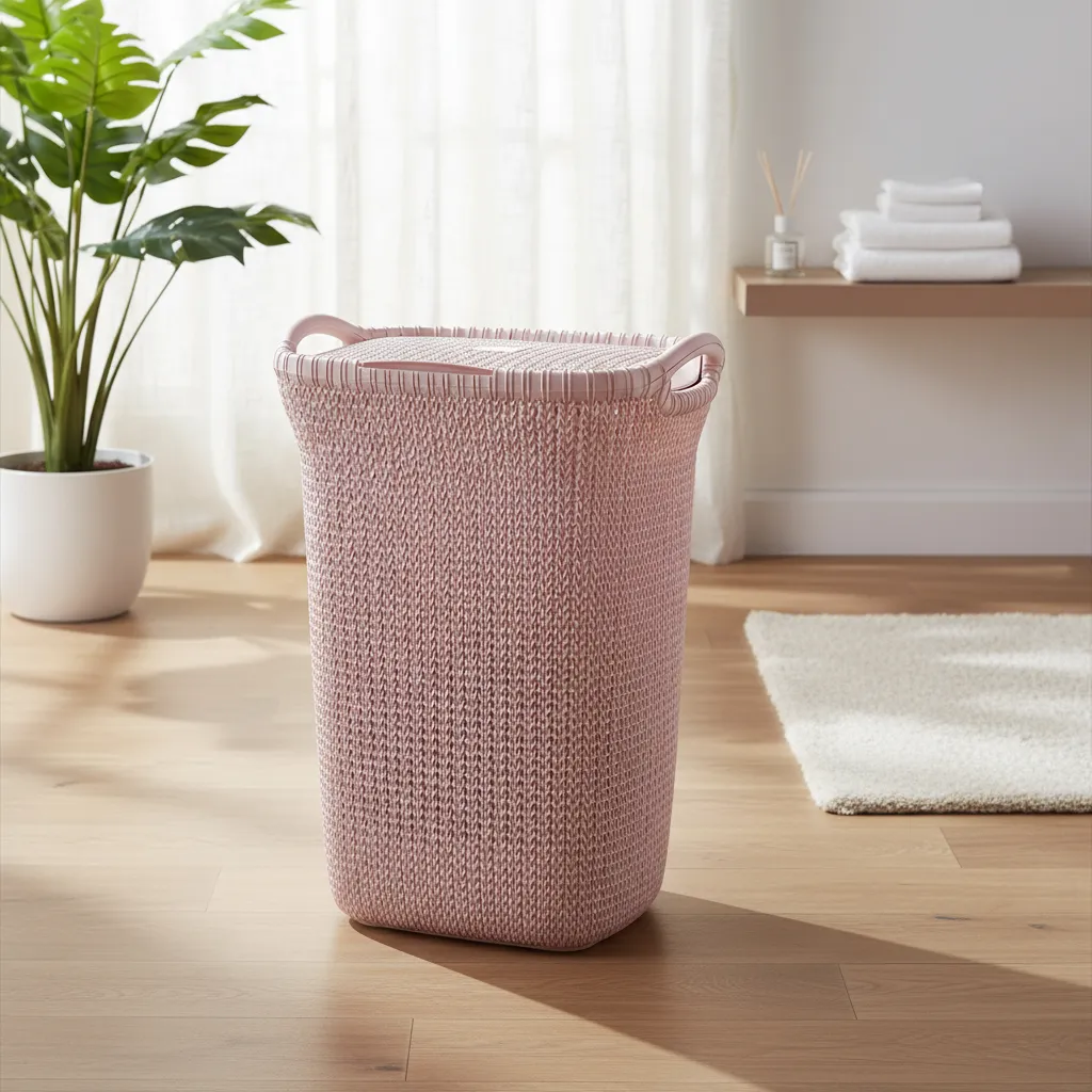 Canasto Cesto Para Ropa Plástico Premium Khipu Tapa 60 L