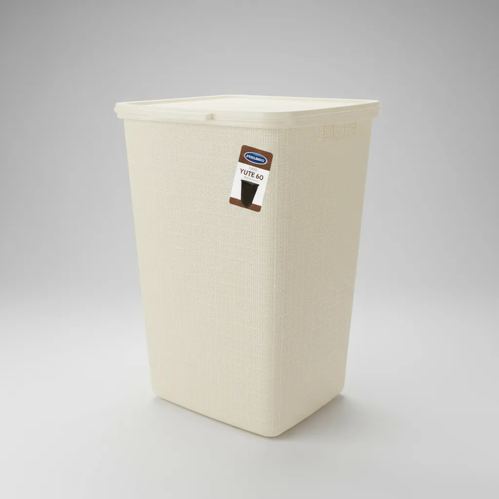 Cesto De Ropa Plástico C/tapa 60l Yute Grande