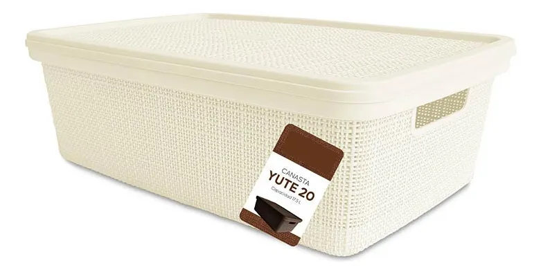 Pack Canasto Organizador X6 Simil Yute 20l Caja Organizadora