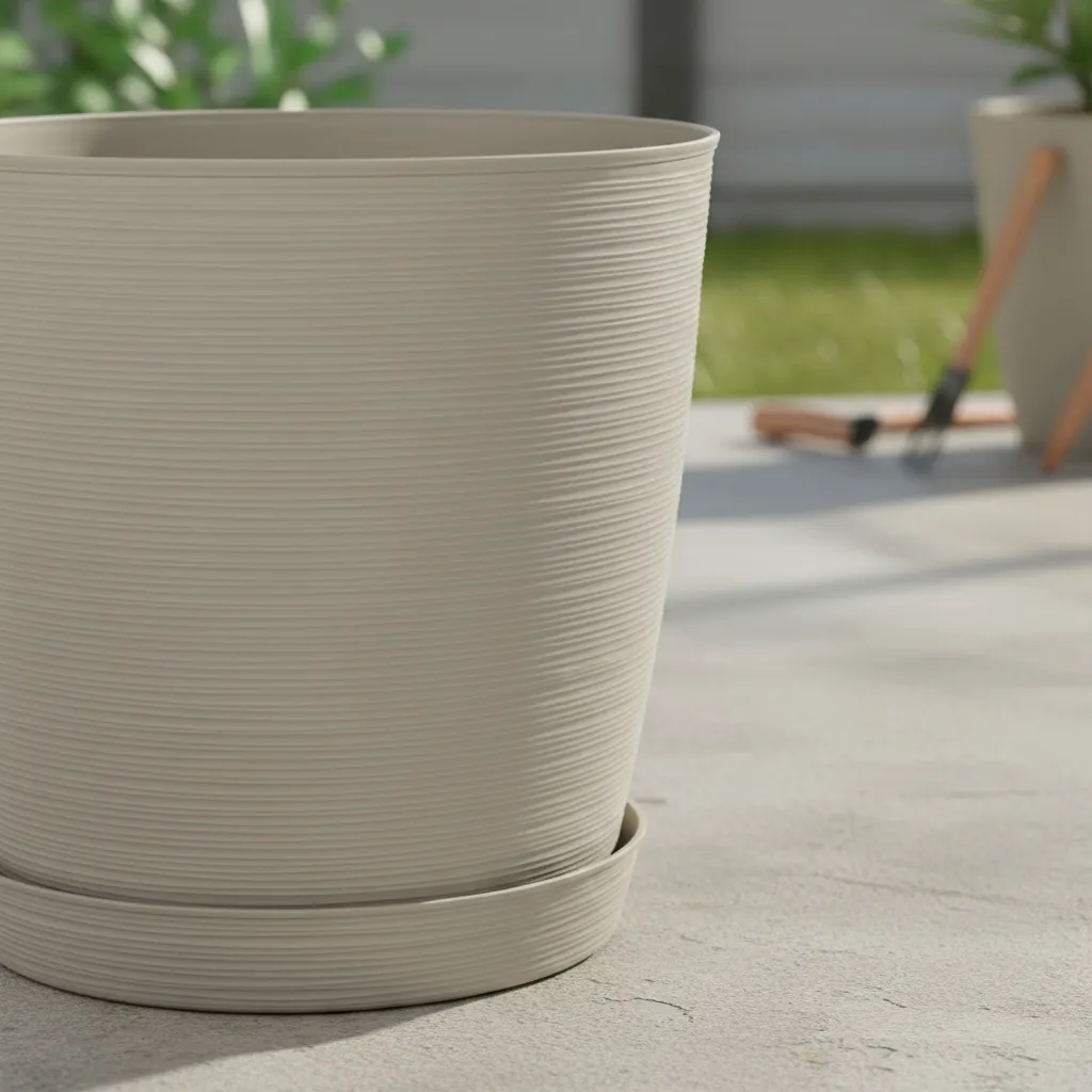 Maceta Plastica Estilo Piedra 42x40 Redonda Protección Uv