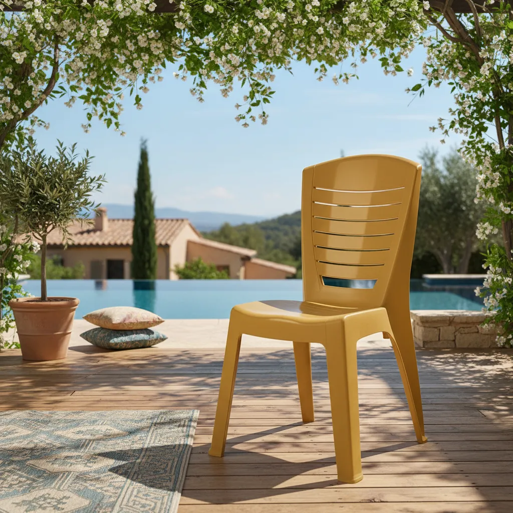 Pack Silla De Plástico X6 Dorado Premium Jardín Exterior Dorado Oscuro Noa