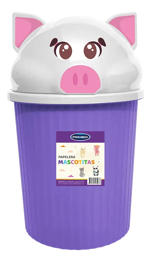Cesto Tacho Basura Infantil 12l Animales Cerdo Panda Gato