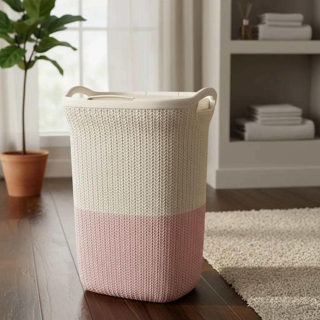 Cesto De Ropa De Plastico 60 Litros Con Tapa Y Manija