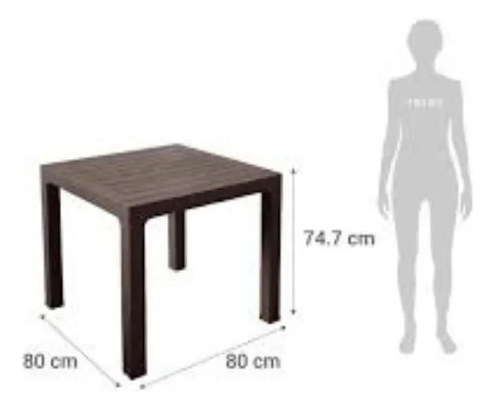 4 Mesa Para Living Comedor Oficina Terraza 80x80 Cm Modelo Roble Marca Reyplast