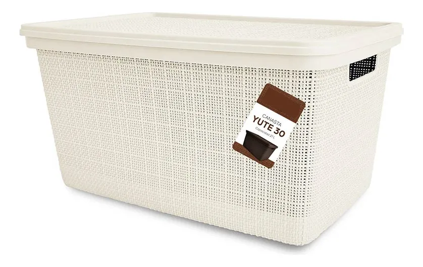 Pack Canasto Organizador X6 Simil Yute 30l Caja Organizadora