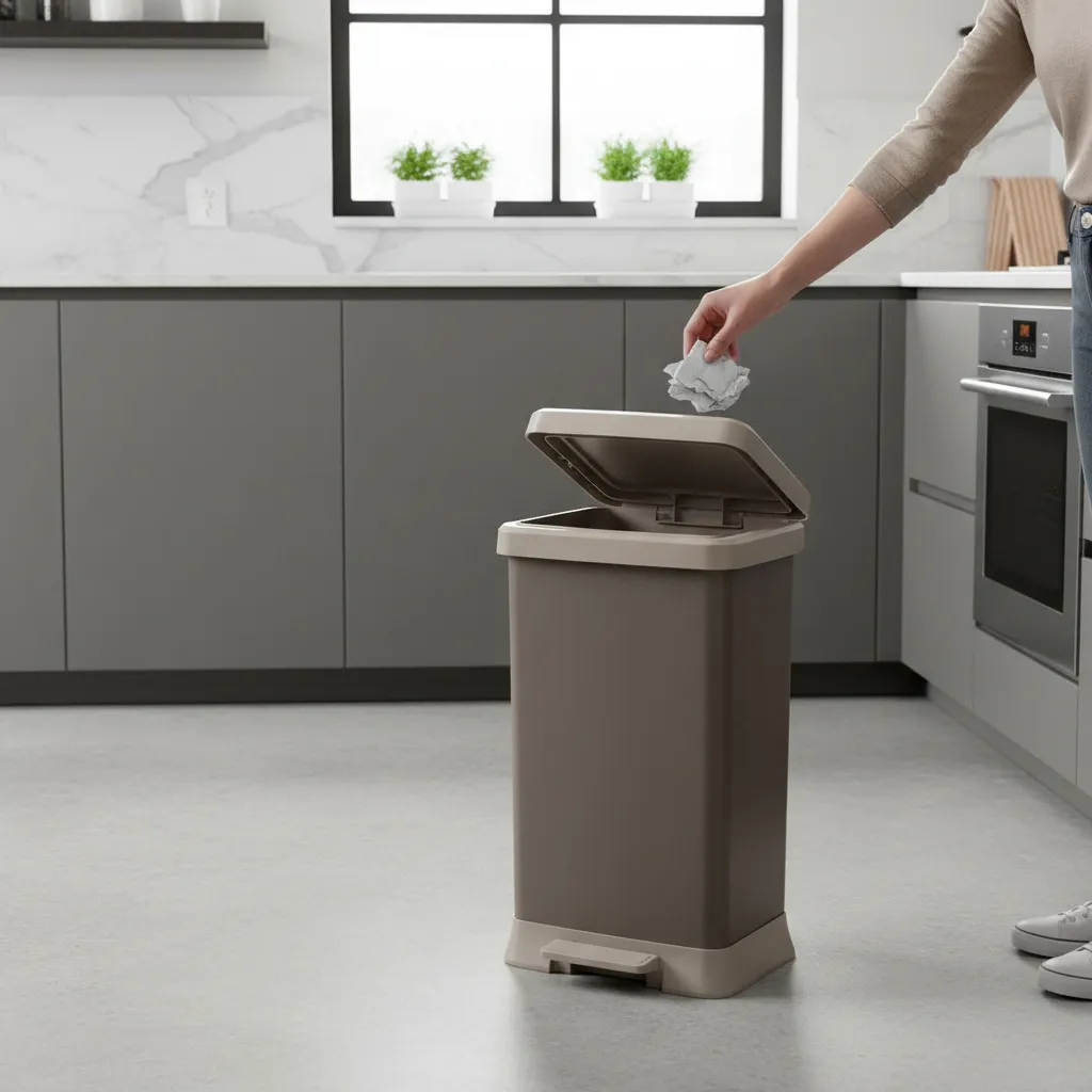 Cesto Tacho De Basura Papelera Pedal Sujetador Premium 55l