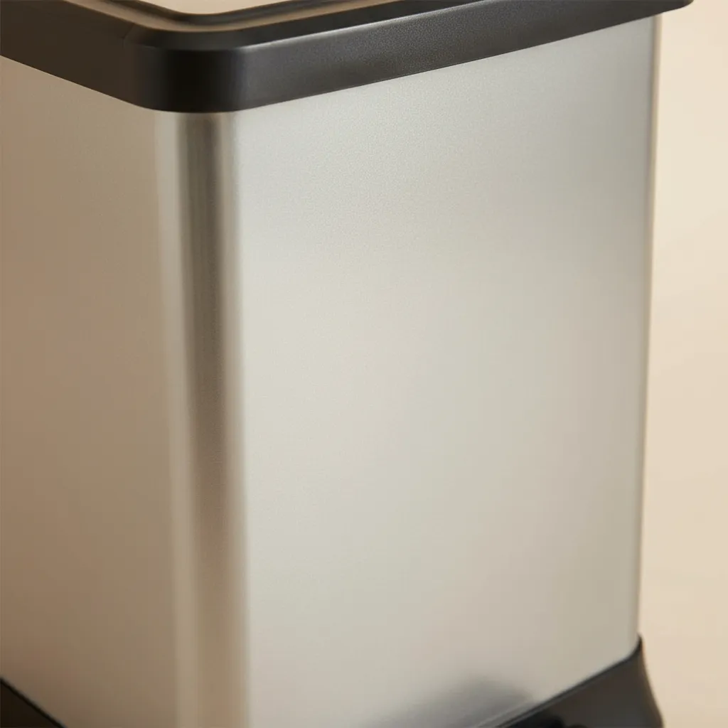 Cesto Tacho De Basura Pedal Plástico Metalizado Premium 40l Plateado