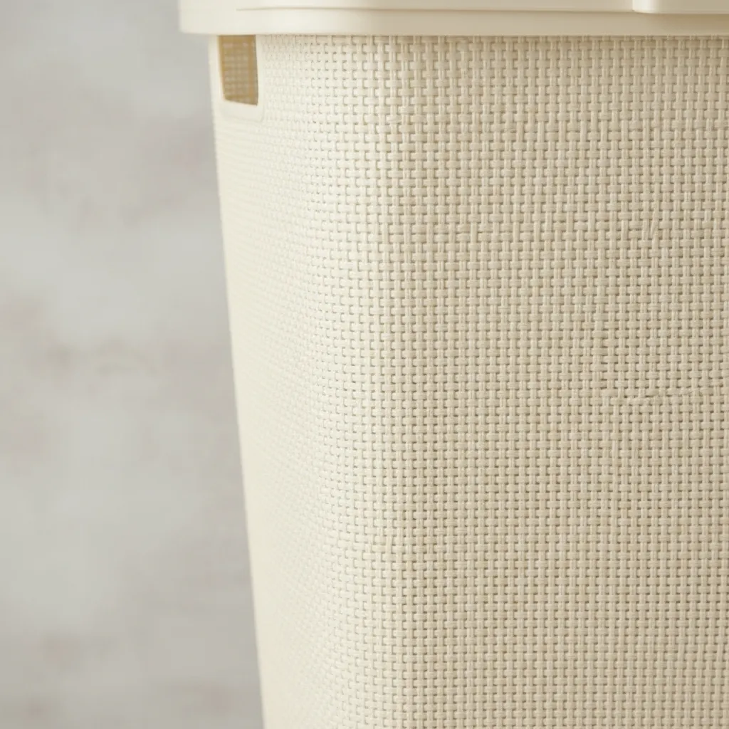 Cesto De Ropa Plástico C/tapa 60l Yute Grande