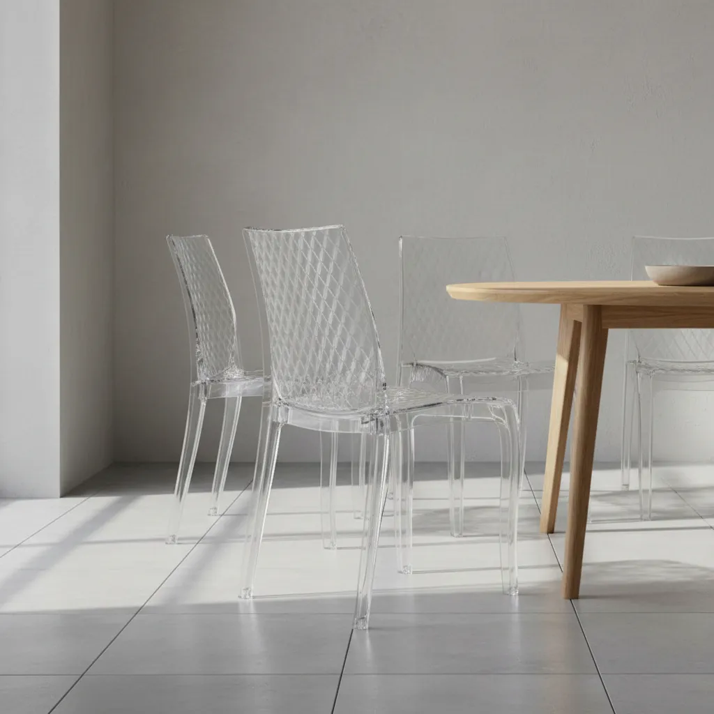 4 Pack X4 Silla Transparente Diamante Policarbonato Irrompible Diamante Transparente