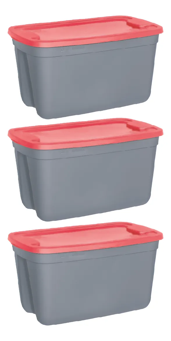 Pack Caja Organizadora X3 Apilable Contenedor 120l Premium