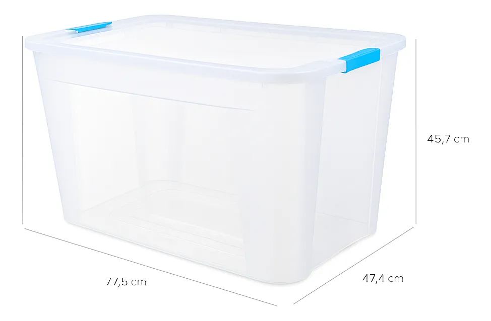 Caja Organizadora 120 L Plástico Premium Baúl Apilable  Ropa Celeste Ultraforte