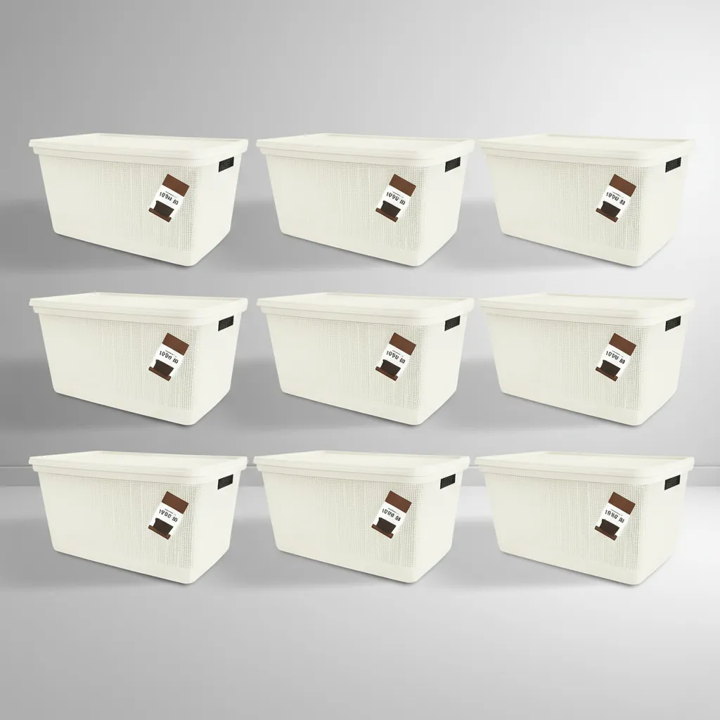 Pack Canasto Organizador X6 Simil Yute 30l Caja Organizadora