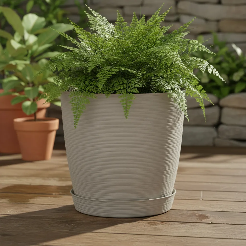 Maceta Plastica Estilo Piedra 42x40 Redonda Protección Uv