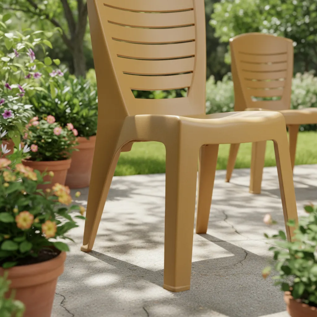 Pack Silla De Plástico X6 Dorado Premium Jardín Exterior Dorado Oscuro Noa