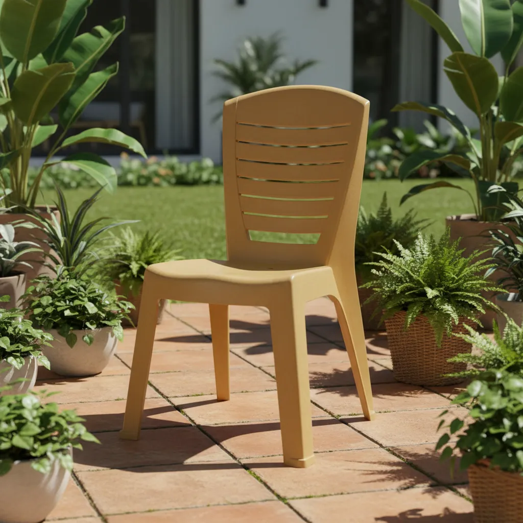 Silla De Plástico Premium Jardín Apilable Exterior Reforzada Dorado Oscuro Silla Zen Modelo Noa