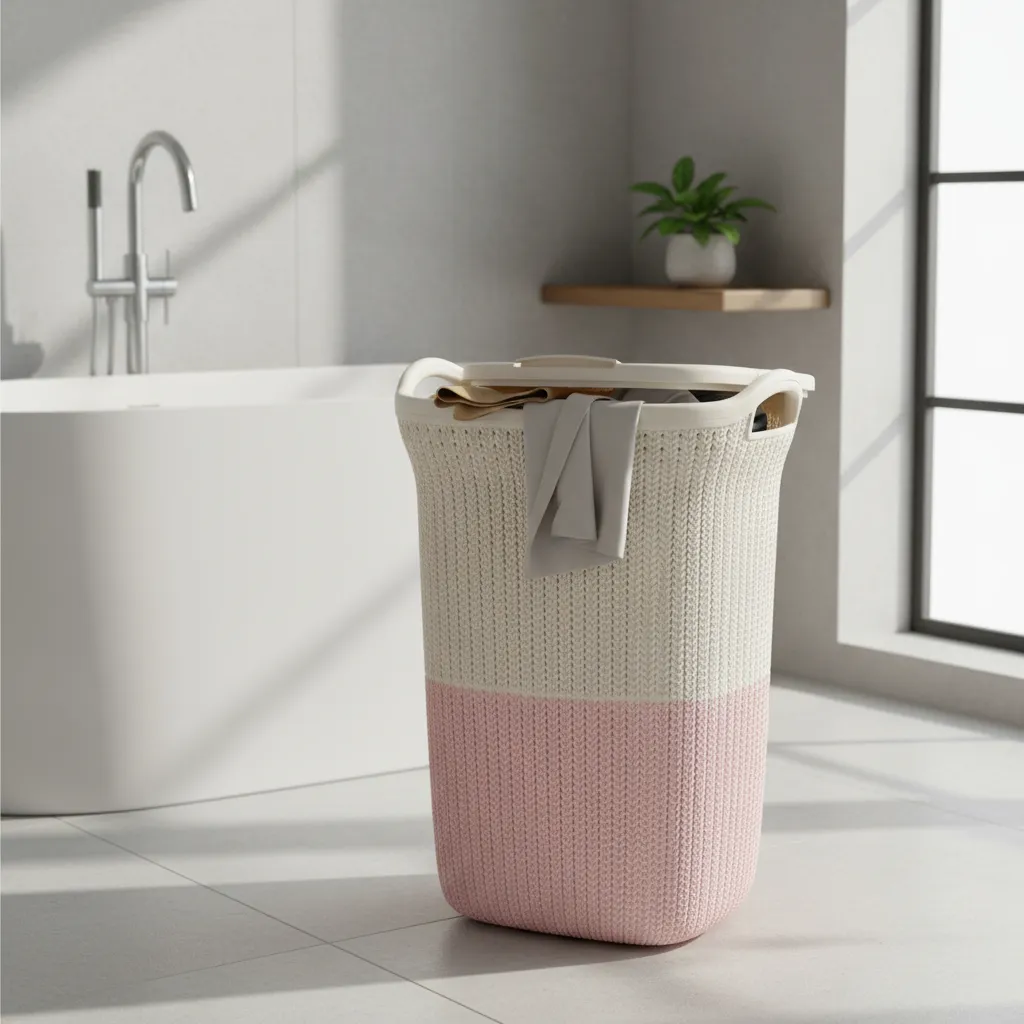 Cesto De Ropa De Plastico 60 Litros Con Tapa Y Manija