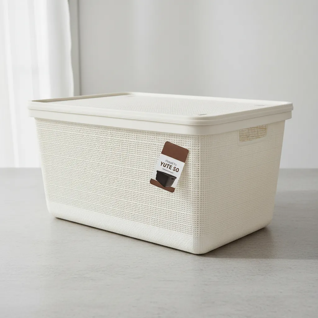 Pack Canasta C/tapa Plástico Yute 50l X 3 Organizador