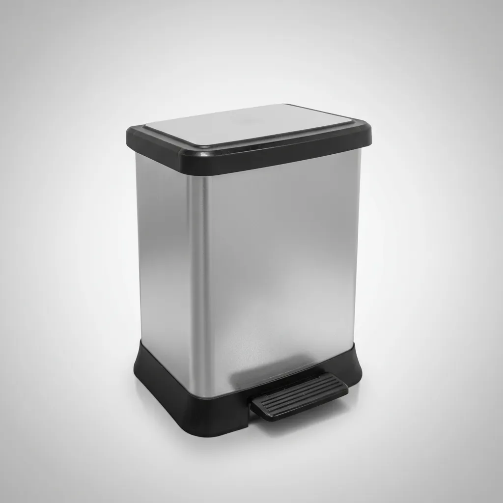 Cesto Tacho De Basura Pedal Plástico Metalizado Premium 40l Plateado