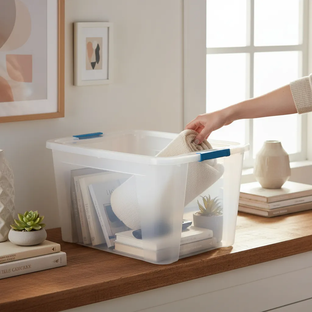 Caja Organizadora 68l C/ Tapa Broche Apilable Premium Baúl Transparente Ultraforte