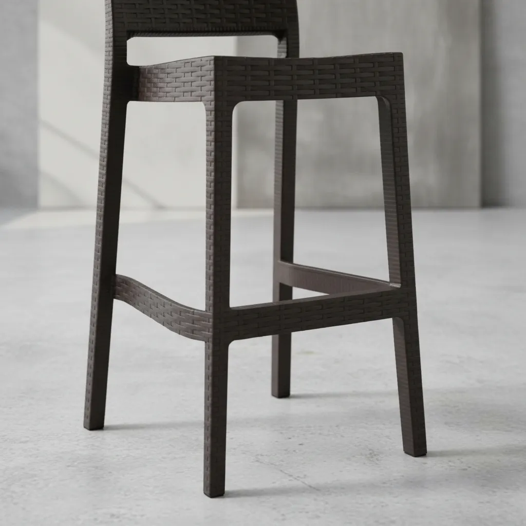 6 Silla Bar X2 Banqueta Alta Ratán Desayunador Premium Laqueado Chocolate