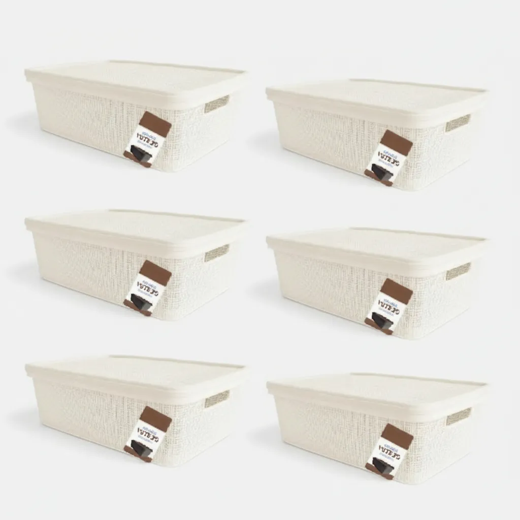 Pack Canasto Organizador X6 Simil Yute 20l Caja Organizadora