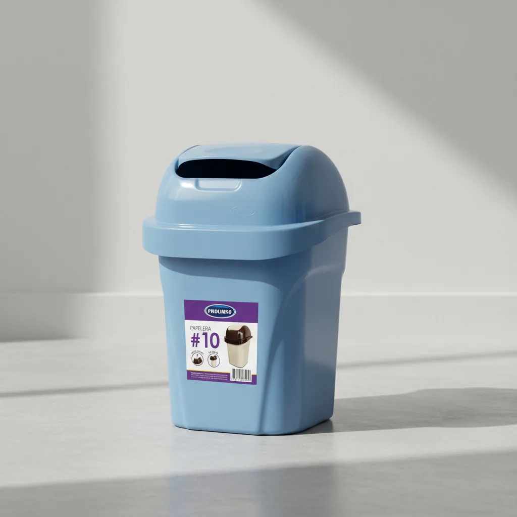 Tacho De Basura Papelera Oficina Tapa Vaivén 10l