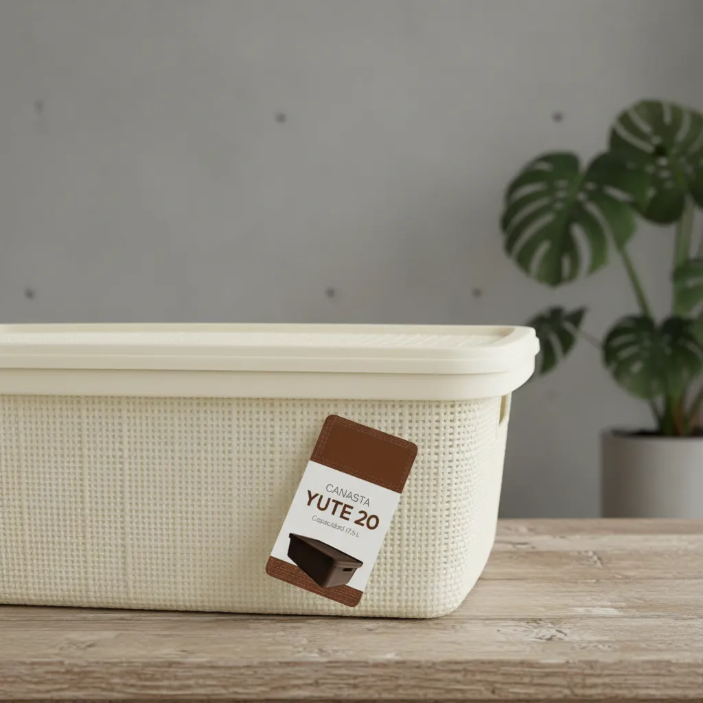 Pack Canasta C/tapa Plástico Yute 20l X 12 Organizador