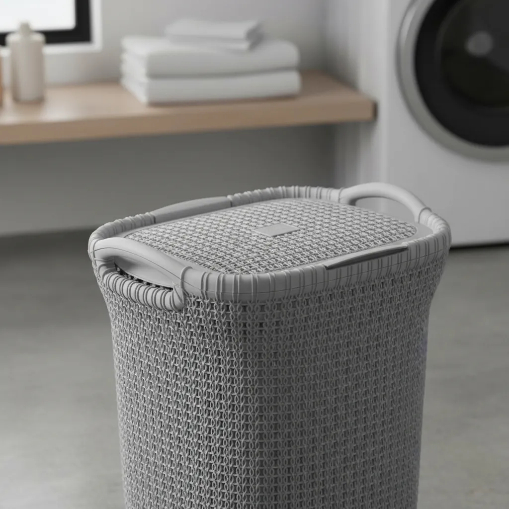 Canasto Cesto Para Ropa Plástico Premium Khipu Tapa 60 L