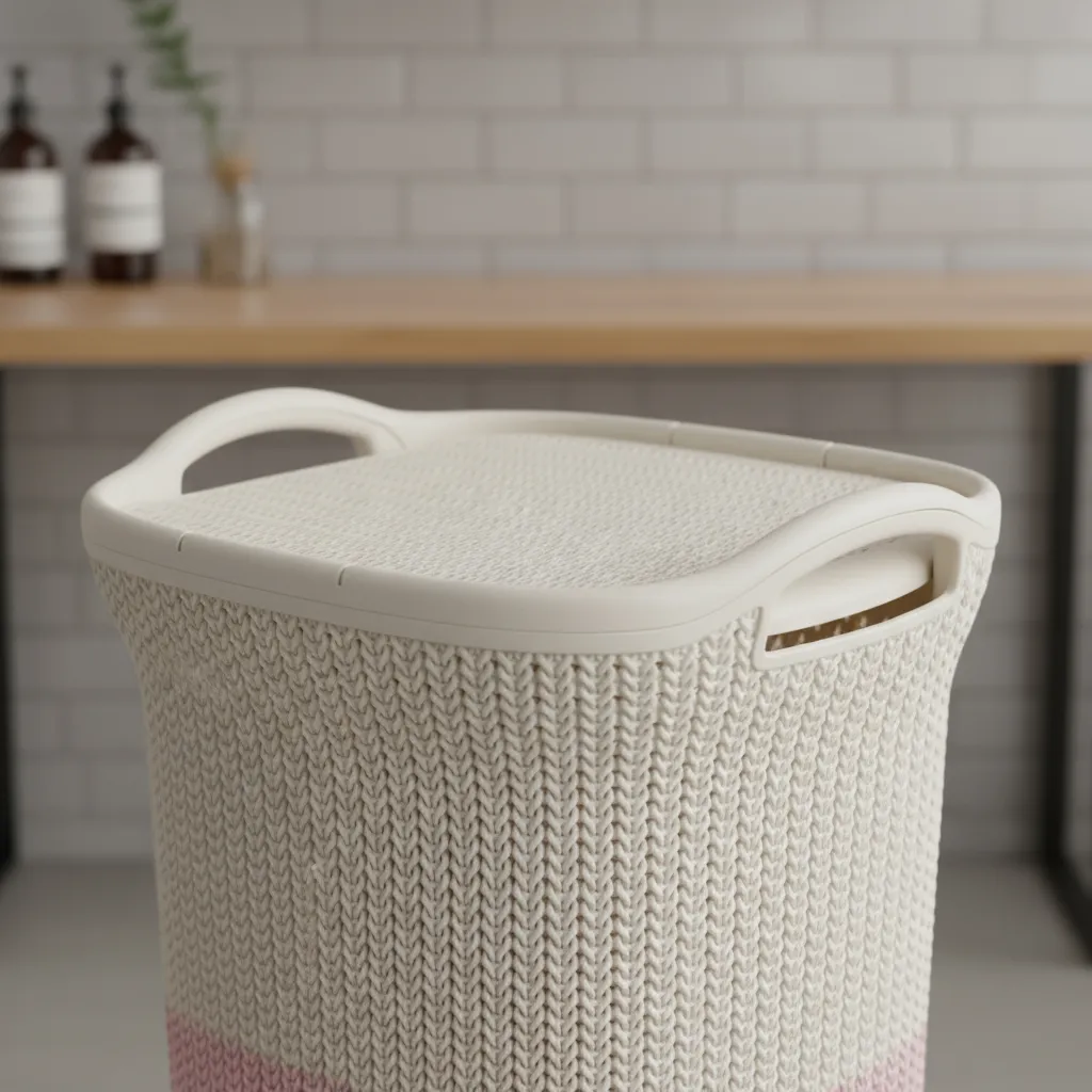 Cesto De Ropa De Plastico 60 Litros Con Tapa Y Manija