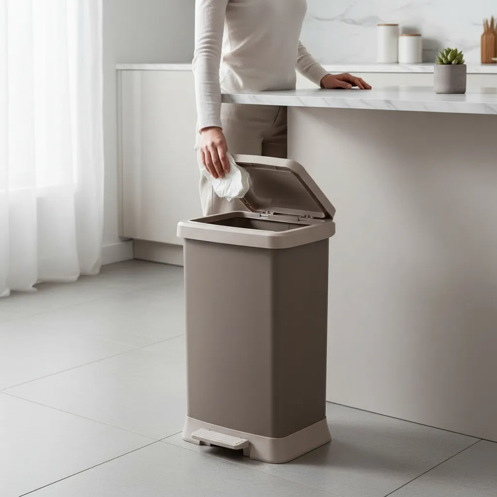 Cesto Tacho De Basura Papelera Pedal Sujetador Premium 55l