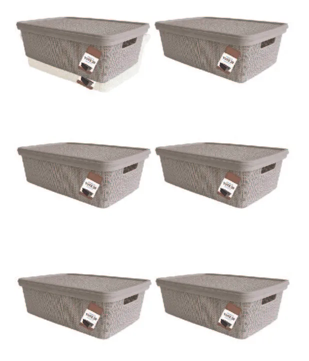 Pack Canasto Organizador X6 Simil Yute 20l Caja Organizadora