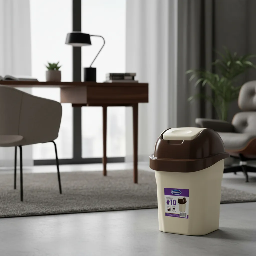 Tacho De Basura Papelera Oficina Tapa Vaivén 10l